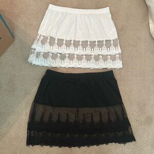 Elegant White and Black Lace Skirt Set